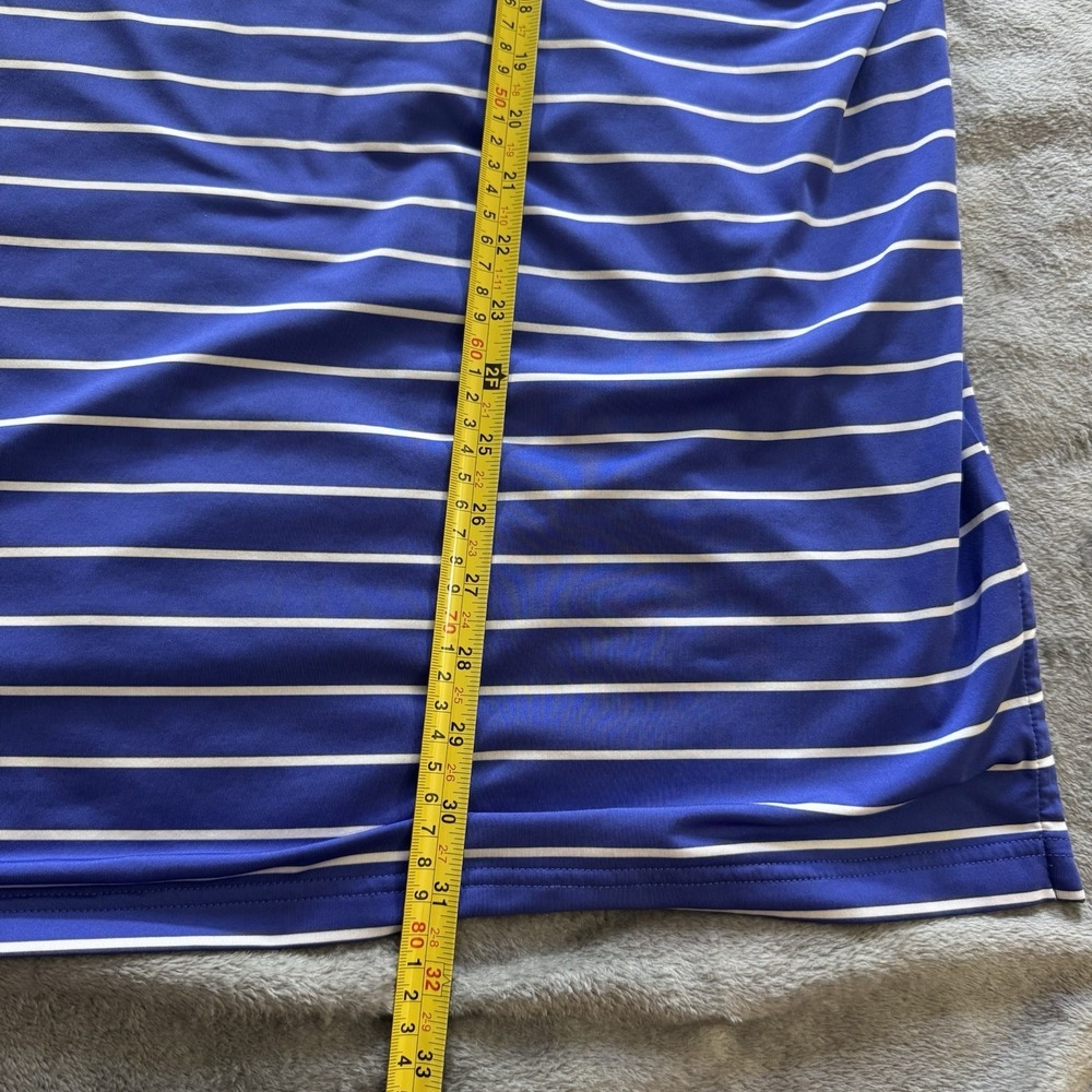 RLX Polo Shirt Mens L Blue White Stripe Golf Performance Stretch Ralph Lauren - Picture 7 of 10